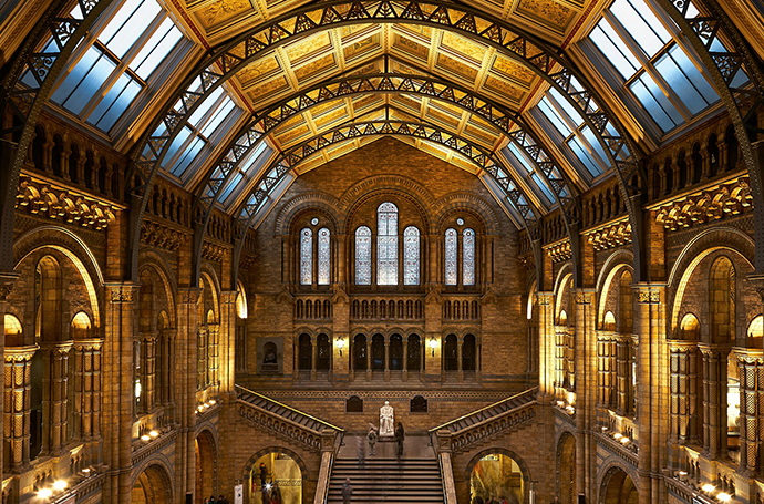 A prominent historic structure in London with an abundance of windows, highlighting its expansive and open design.
