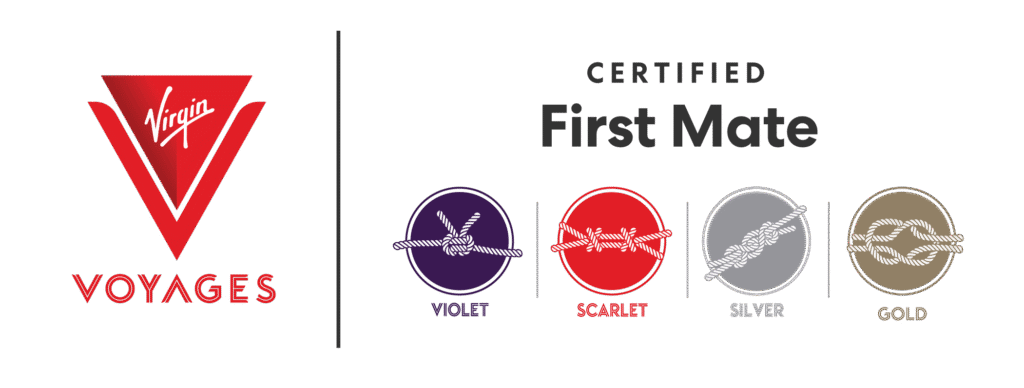 My Tailored Escape is a Virgin Voyage First Mate Gold Level travel agency. This is the Virgin Voyages Gold Mate logo.